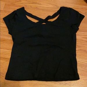 Black top with criss cross open upper back